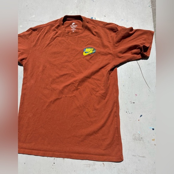 Men's Nike T-Shirt Orange Global Warming M Swish Logo Street City Nature Outdoor - Picture 6 of 12